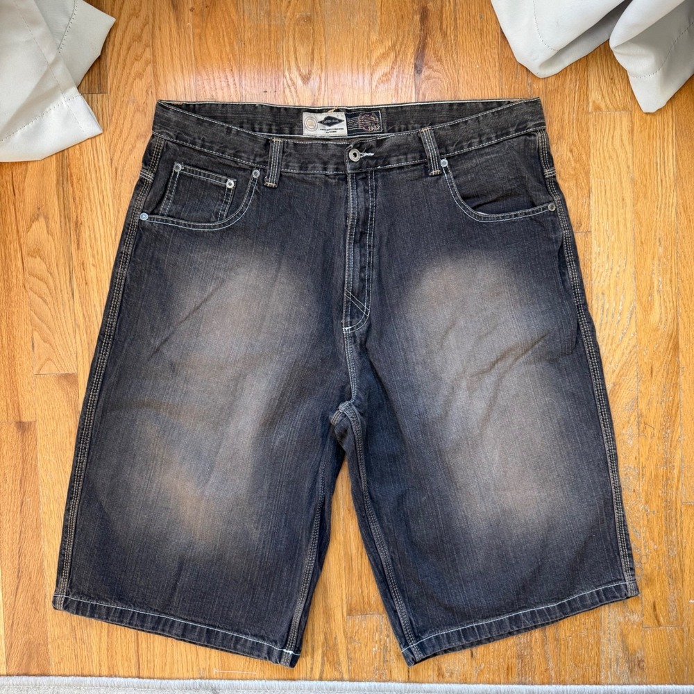 Evolution Jeans Mens 42 Baggy Denim Jorts Dark Wash Y2K Hip Hop Skater Shorts